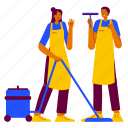 cleaners doing cleaning at the office, cleaning service, housekeeper, cleaner, vacuum cleaner, professional, labor day, labour, worker