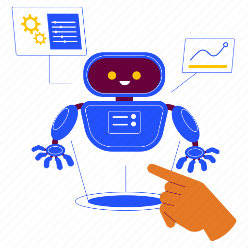 Creating robot in metaverse, robot, robotic, service, setting, help, hologram illustration - Download on Iconfinder