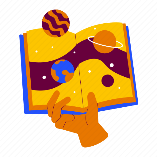 Holding, astronomy book, study, education, planets, hand, space icon - Download on Iconfinder