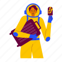 vacation in outer space, astronaut, spacesuit, helmet, ice cream, journey, space, astronomy, galaxy