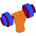 holding dumbbell, gym, fitness, workout, dumbbell, hand, hand gesture, sport