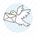 dove, email, envelope, mail, message, messenger, pigeon, send