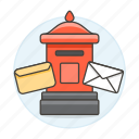 email, envelope, letter, mail, mailbox, pillar, postbox, red