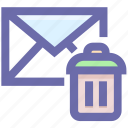 dustbin, email, envelope, letter, message, remove 