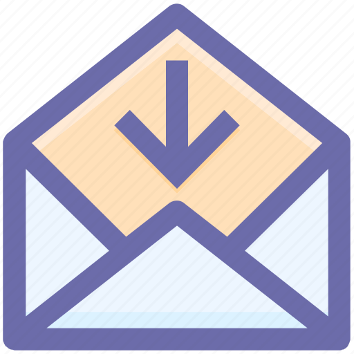 Arrow, down, down arrow, email, envelope, envelope open, letter icon - Download on Iconfinder
