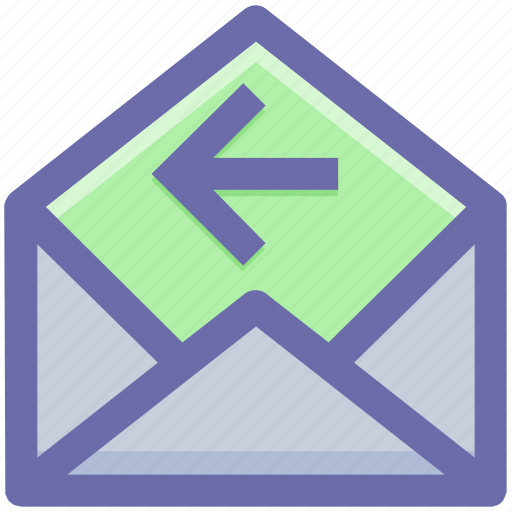 Email, left arrow, letter, message, open, receive icon - Download on Iconfinder