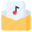 audio, email, envelope, letter, mail, message, music 