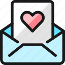 email, action, heart