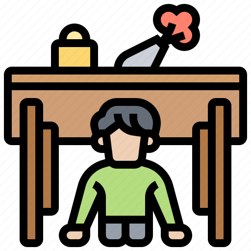 Earthquake, hiding, shaking, survive, table icon - Download on Iconfinder
