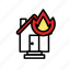 disaster, emergency, fire, home, house, lineicons, urgent 