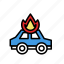 auto, car, disaster, emergency, fire, help, lineicons 