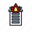 building, damage, emergency, fire, help, lineicons 