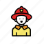 avatar, emergency, fire, firefighter, lineicons, man, people 