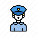 avatar, emergency, happy, lineicons, officer, police, woman