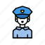 avatar, emergency, happy, lineicons, officer, police, woman 