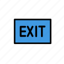 board, direction, emergency, exit, lineicons, orientation, sign