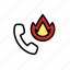 accident, disaster, emergency, fire, lineicons, phone, urgent 