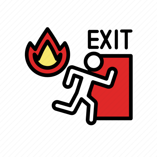 Emergency, escape, exit, fire, lineicons, man, path icon - Download on Iconfinder