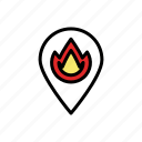 emergency, fire, lineicons, location, pin, place, pointer