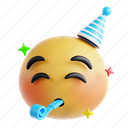 party, emoji, emoticon, expression, face, emotion, character, sticker 