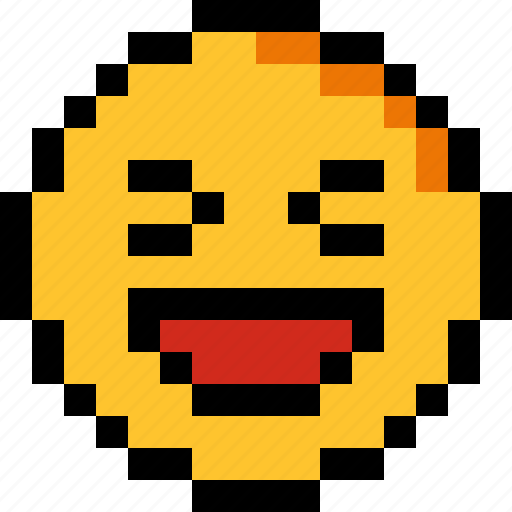 Laugh, pixel art, 8 bit, character, emotion, emoticon, emoji icon - Download on Iconfinder