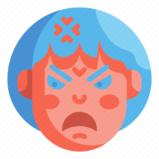 Angered, angry, emoji, emoticons, emotion, feelings, furious icon - Download on Iconfinder