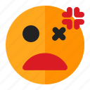 angry, annoyed, dead, emoji, emoticon, fainted