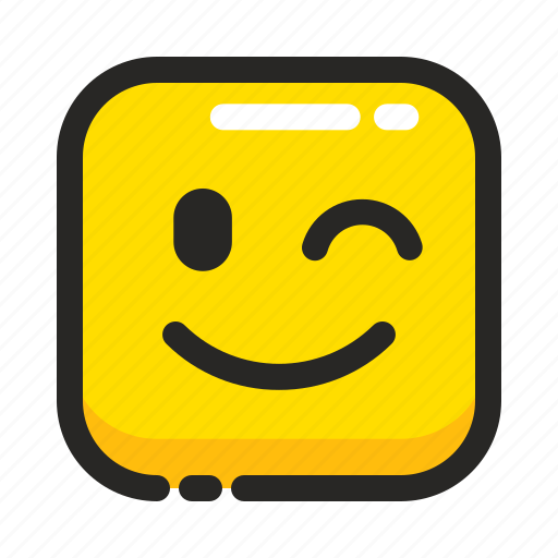 Blink, deal, emoji, expression, rounded, square, wink icon - Download on Iconfinder