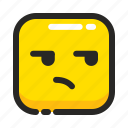 emoji, face, feeling, mock, rounded, square, squint