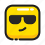 cool, emoji, eyeglasses, impressive, rounded, smile, square 