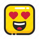 emoji, happy, heart, like, love, romantic, square