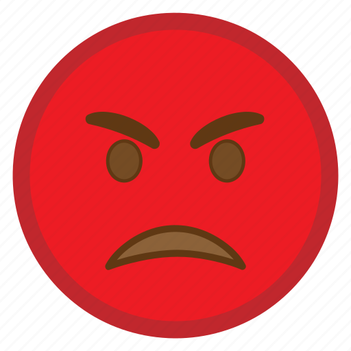Angry, bad, emoji, face, hovytech, pouting, red icon - Download on Iconfinder