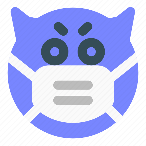 Devil, frowning, covid, emoticon, evil icon - Download on Iconfinder