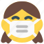 girl, grinning, covid, emoticon, mask 