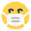 looking, right, covid, emoticon, mask 