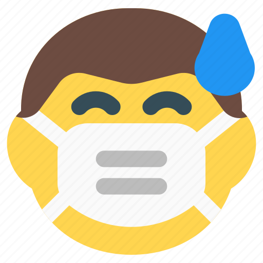 Man, sweat, covid, emoticon, emoji icon - Download on Iconfinder