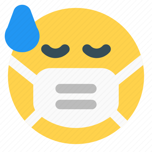 Sweat, covid, emoticon, drop, mask icon - Download on Iconfinder