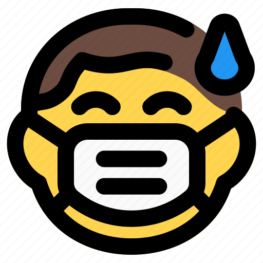 Boy, sweat, covid, emoticon, mask icon - Download on Iconfinder