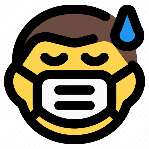 Man, sweat, covid, emoticon icon - Download on Iconfinder