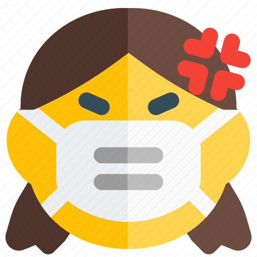 Girl, angry, covid, emoticon icon - Download on Iconfinder