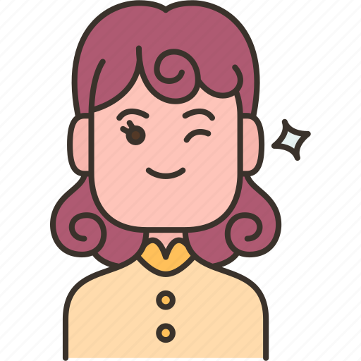 Winking, playful, blink, charming, woman icon - Download on Iconfinder