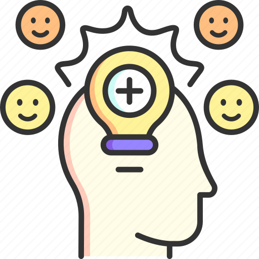 Positive outlook, positive attitude, health, mind, human head, emotions icon - Download on Iconfinder