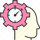 time management, human head, management, setting, gear, time
