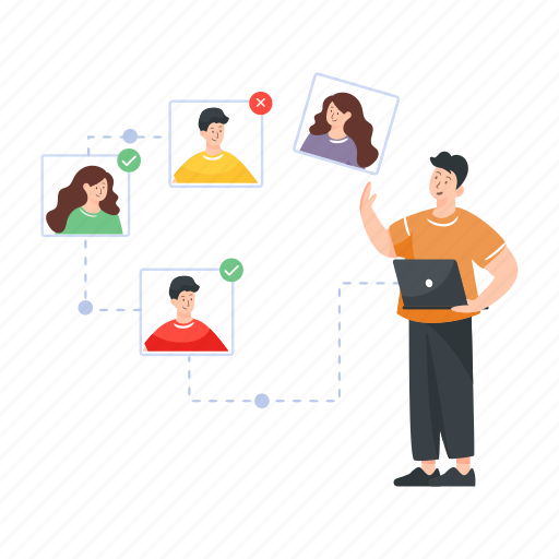 Selected candidates, human resources, recruitment process, resources recruitment, dismiss candidate illustration - Download on Iconfinder