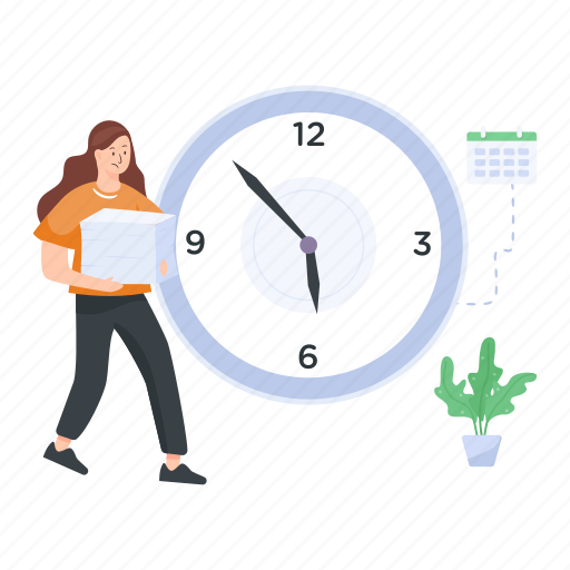 Working time, work hours, deadline, clock, time illustration - Download on Iconfinder