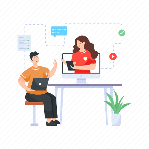 Online consultancy, online job consultancy, recruitment, business consulting, online discussion illustration - Download on Iconfinder