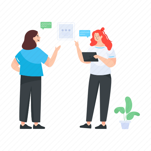 Client discussion, employee discussion, workers discussion, client meeting, office discussion illustration - Download on Iconfinder