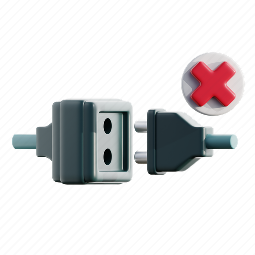 Co connection, unconnect, disable, cable, wire, offline, empty state 3D illustration - Download on Iconfinder