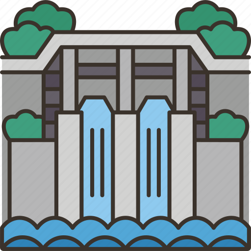 Dam, hydro, power, water, reservoir icon - Download on Iconfinder