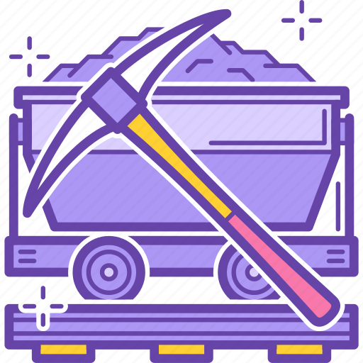 Mine, cart, mining, coal, pickaxe, railway, charcoal icon - Download on Iconfinder